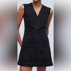 Madewell Black Denim Cap Sleeve Tarrybrook Wash Jean Mini Dress- Size 6